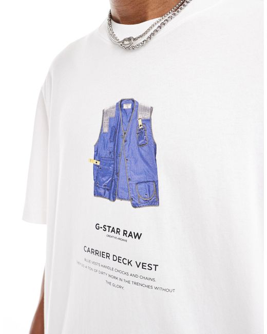 G-Star RAW – oversize-t-shirt in White für Herren