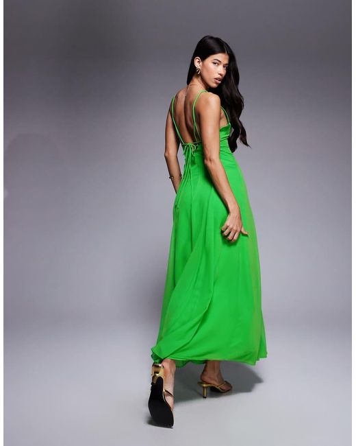ASOS Green Cami Straps Godet Maxi Dress With Seam Details