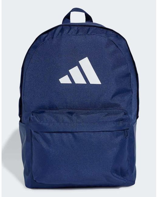 Mochila Azul Oscuro Y Blanca Clásica Con Logo De 3 Bandas Classic De Adidas Originals de color Blue