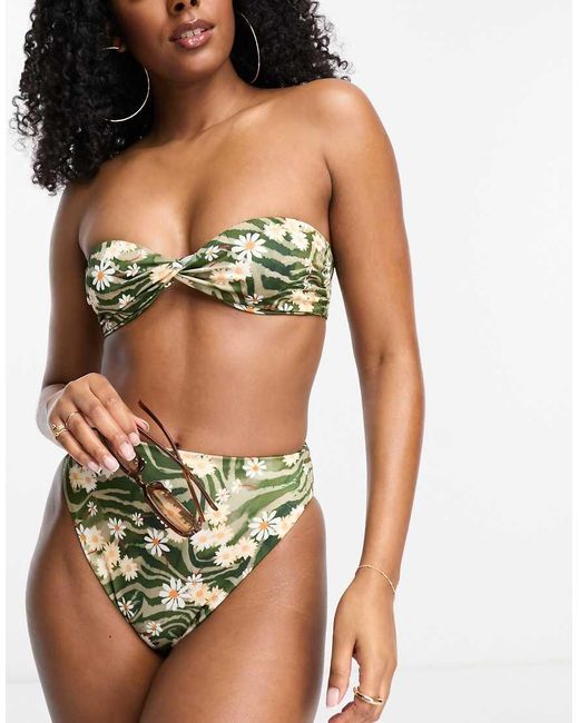 ASOS Brown Mix And Match Moulded Twist Bandeau Bikini Top