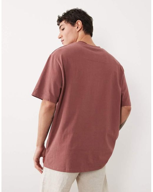 Threadbare Red Crew Neck Relaxed Fit T-shirt for men