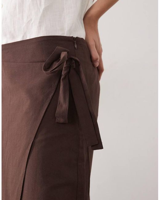 ASOS Natural Linen Blend Wrap Skirt