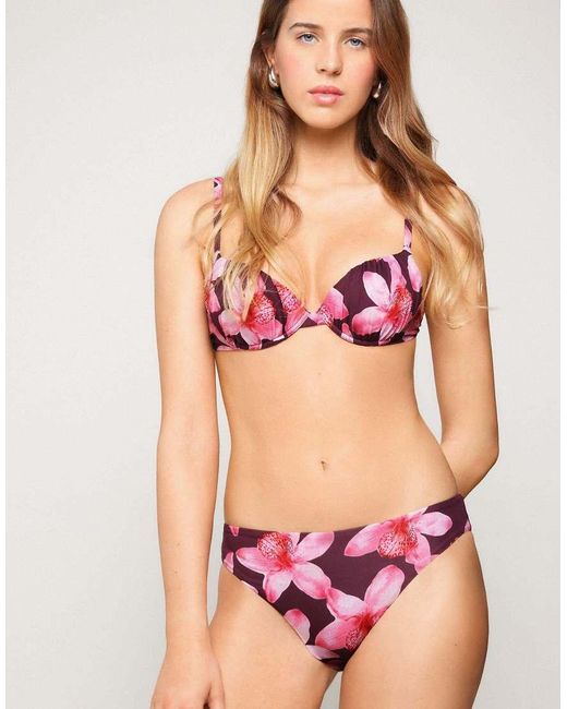 Tezenis Pink Hibiscool Classic Bikini Bottoms