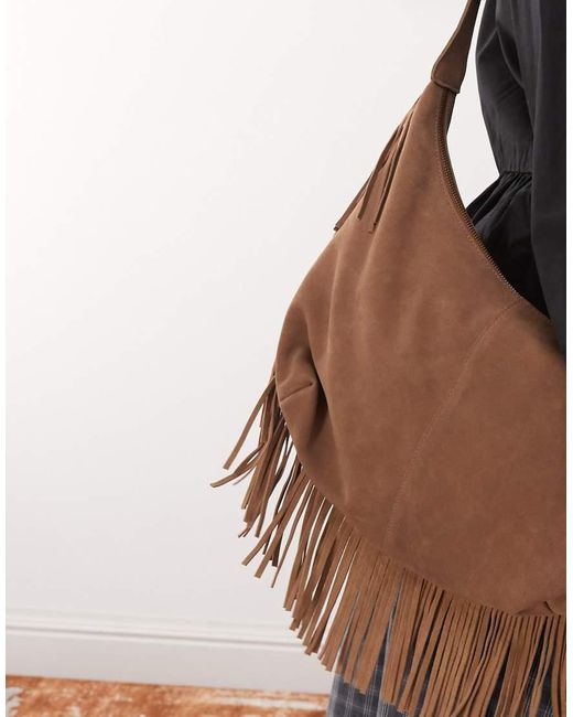Barney's Originals Black Suede Fringe Bag