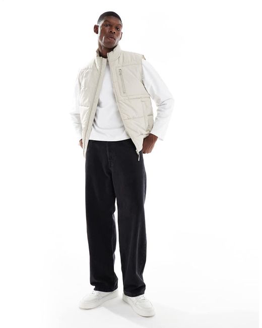 Only & Sons White Padded Technical Gilet for men