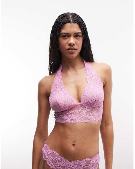 ASOS Purple Lola Lace Halter Neck Bralette
