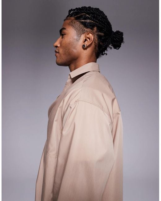 ASOS – oversize-schlupfhemd aus popeline in Gray für Herren