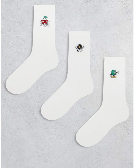 ASOS Gray 3 Pack Socks With Characters Graphics for men