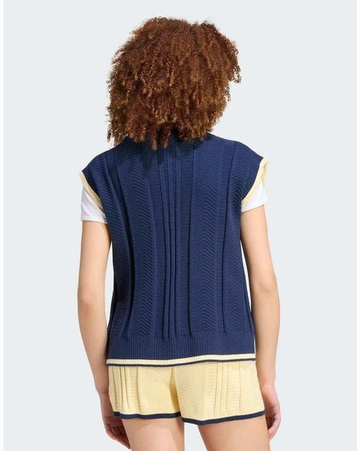 Adidas Originals Blue Cable Knit Vest