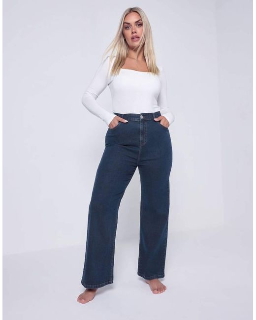 Yours Clothing Blue Wide Leg Jeans