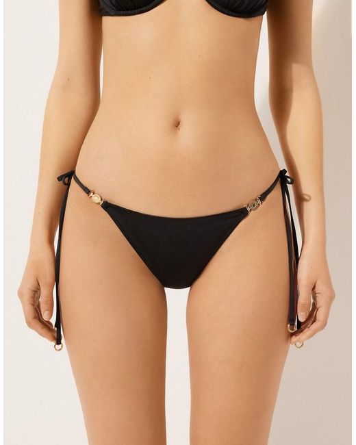 Calzedonia Black Tie Bikini Bottoms Minimal Fit