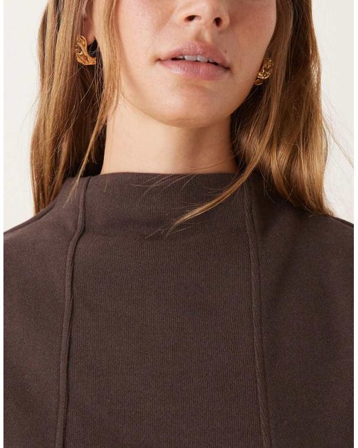 ASOS Brown Supersoft Boat Neck Peplum Seam Detail Tank Top