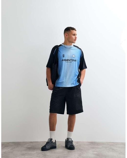 ASOS Blue Oversized Tee With Fifa World Cup Argentina Print for men