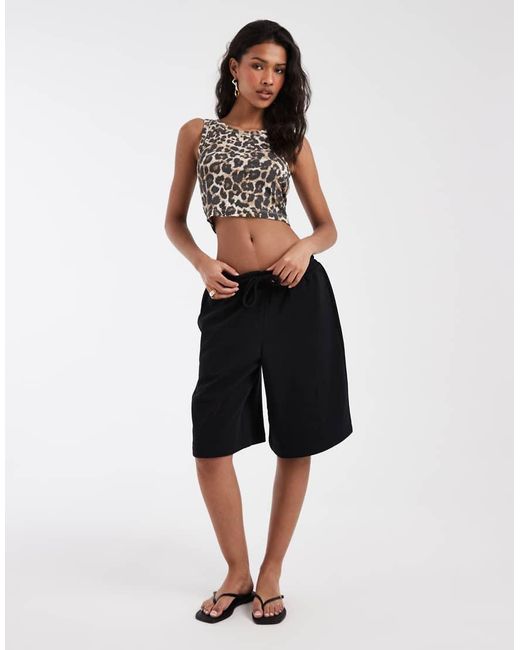 JJXX Black Fallon Ribbed Cropped Vest Two Pack