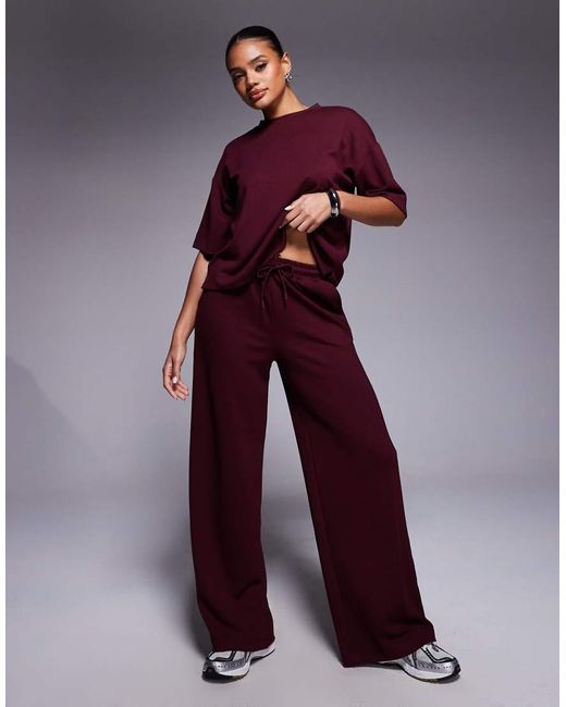 River Island Purple Clean Wide Leg Sweatpants