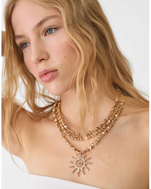 Stradivarius Lange Ketting Met Zon in het Natural