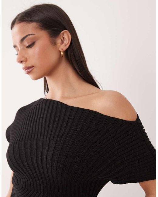 ASOS Black Knitted Cinched Pleated Mini Dress