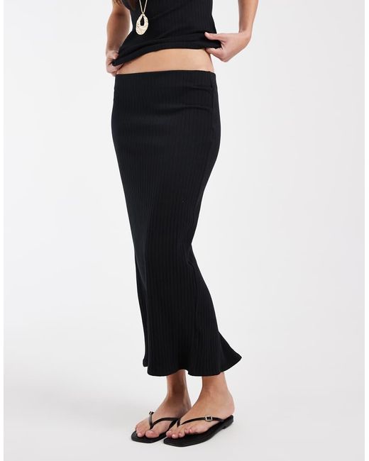 Vero Moda Platte Geribbelde Midirok Van Jersey in het White