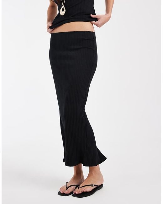 Vero Moda White Flat Rib Jersey Midi Skirt