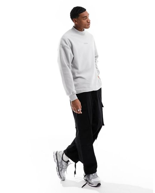 Jack & Jones Gray Oversized Fleece Sweat With High Neck for men