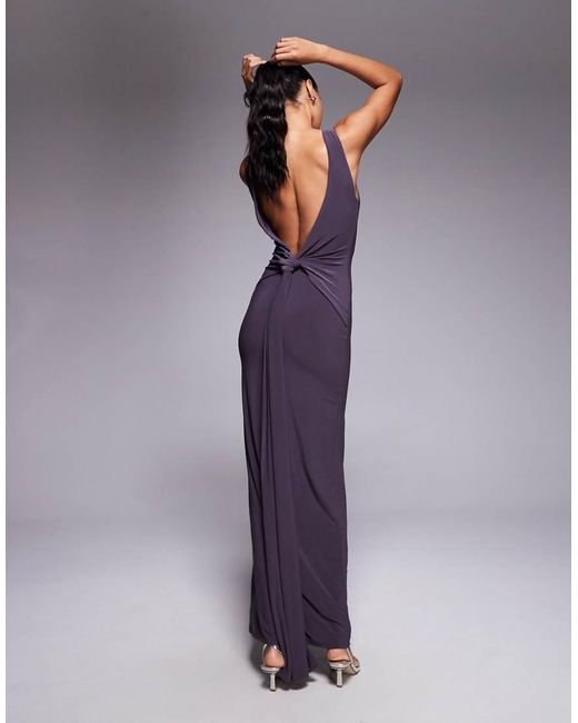 ASOS Purple Knot Back Sculpting Draped Maxi Dress