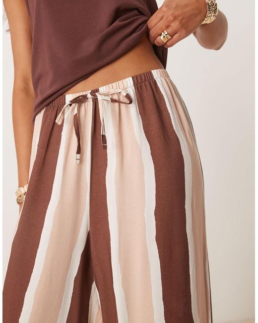 ASOS Brown Linen Blend Pull On Trouser