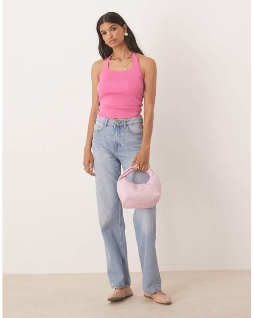 Mango Pink Compact Knit Halter Top