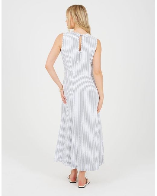 Brave Soul White Striped Sleeveless Maxi Dress