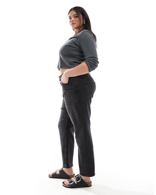 ASOS Black Asos Design Curve Slim Fit Comfort Mom Jeans