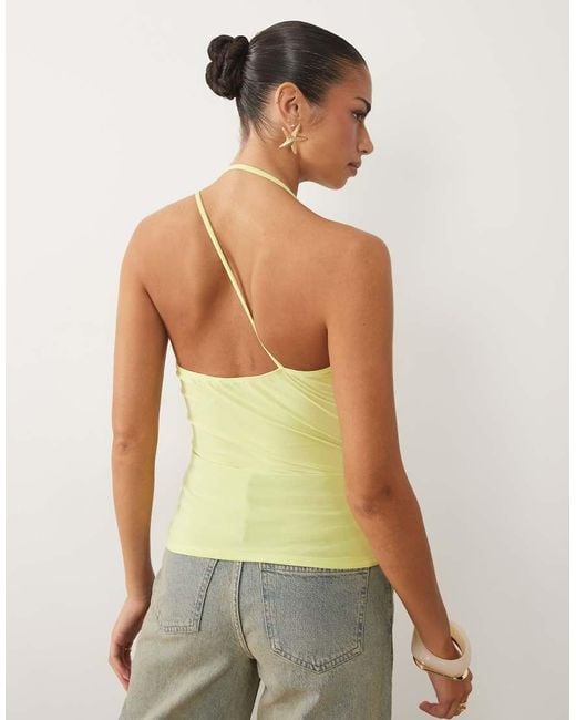 ASOS Green Slinky Asymmetric Out Top With Shell Trim