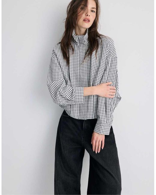 Stradivarius Gray Oversize Check Print Jacket