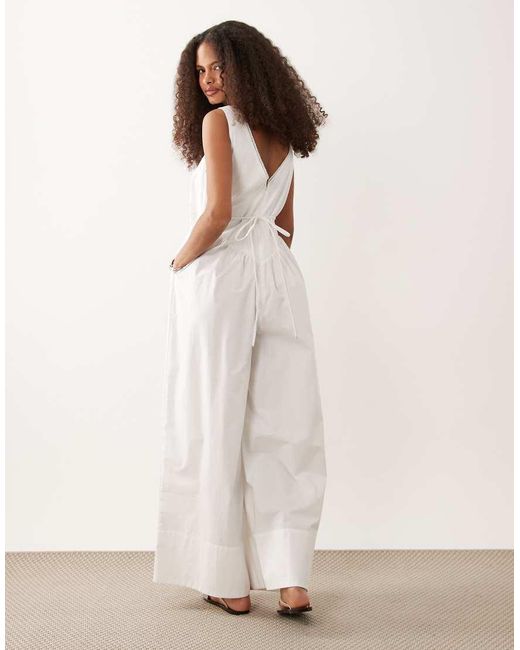 ASOS Natural Jumpsuit With Crochet Waist Panel