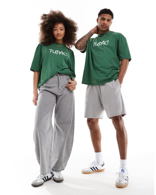ASOS Green Unisex Oversized License T-shirt With Tupac Prints