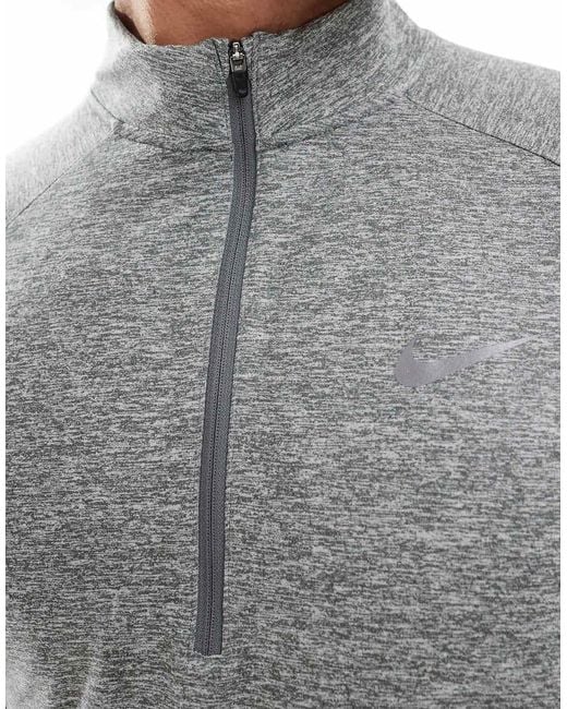 Nike Gray Stride Dri-fit Half Zip Longsleeve Top for men
