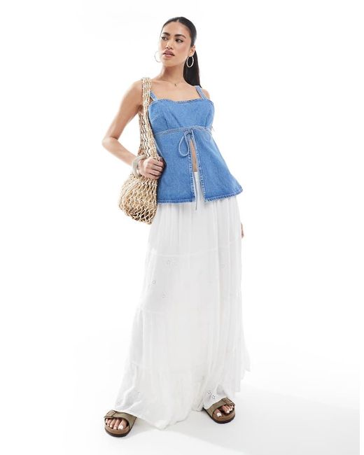 Gonna Lunga Testurizzata Bianca di ONLY in White