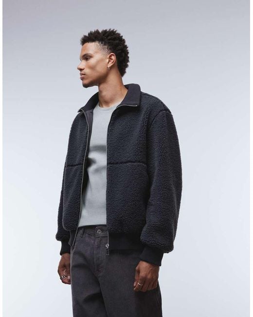 Only & Sons Blue Oversized Sherpa Zip Through Fleece for men