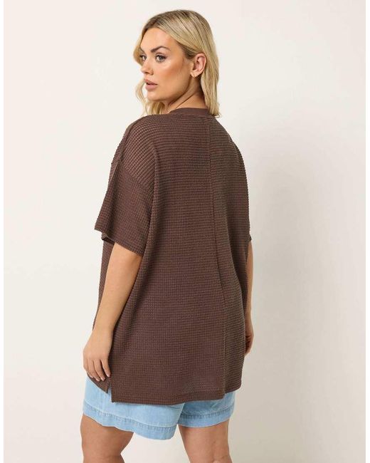 Yours Clothing Brown Boxy Knitted T-Shirt