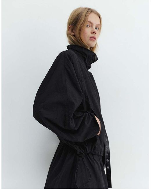 Pull&Bear Blue Cropped Jacket With High Neck