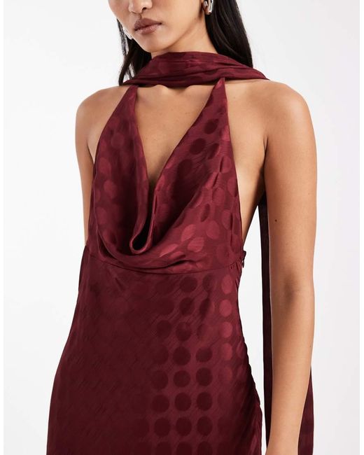 ASOS Red Scarf Cowl Neck Maxi Dress