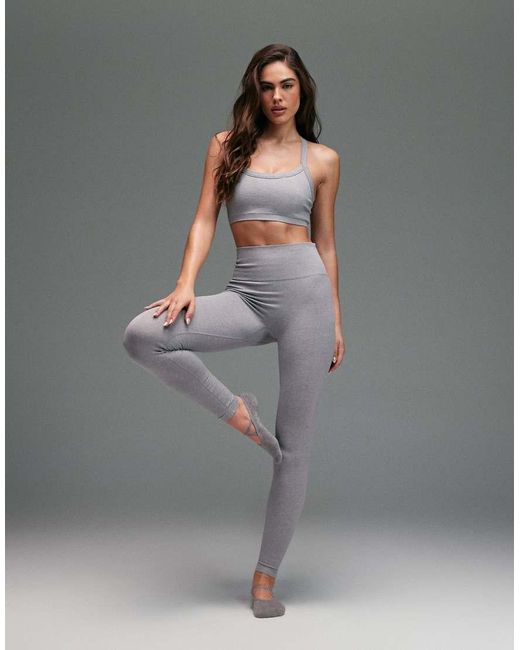 4505 Gray Seamless Baby Rib High Waist Gym leggings
