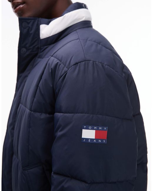 Doudoune avec col à logo drapeau Tommy Hilfiger pour homme en coloris Blue