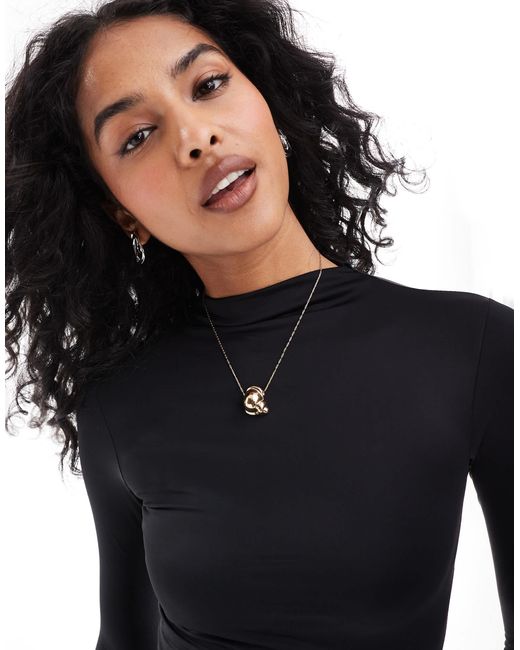 Pull&Bear Blue Polyamide Sculpt Long Sleeve Bodysuit