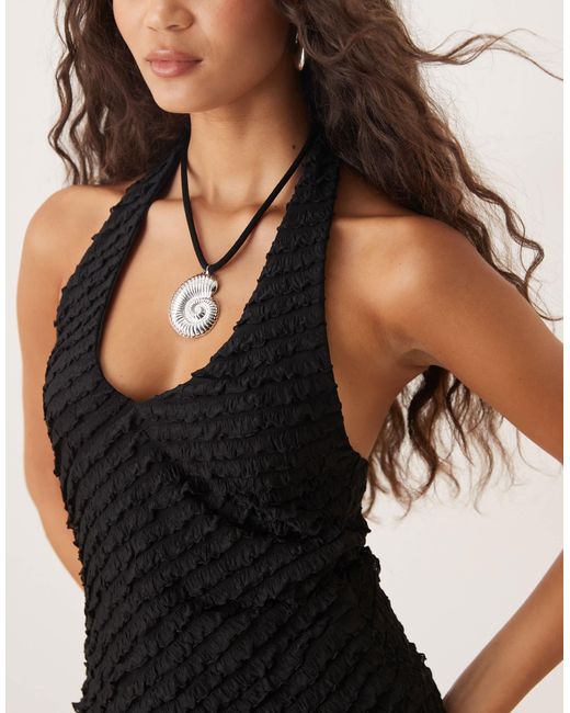 ASOS Black Ruffle Halterneck Top