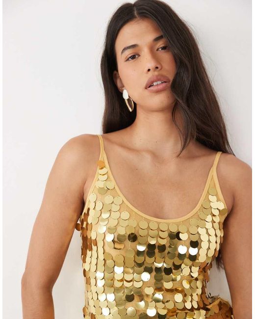 ASOS Metallic Disc Scatter Sequin Scoop Neck Sleeveless Top
