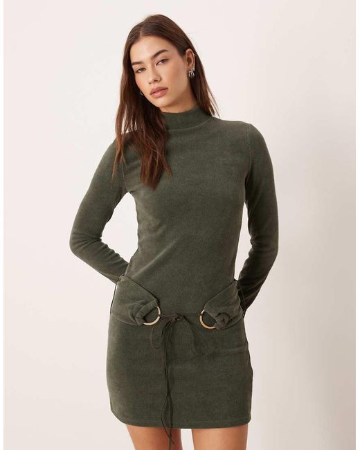 ASOS Green High Neck Cord Mini With Hardware