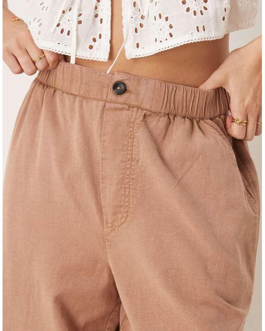 ASOS Natural Washed Linen Look Cropped Pants