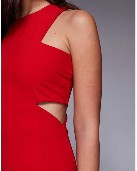 Vesper Red High Neck Maxi Dress With Cut-Outs