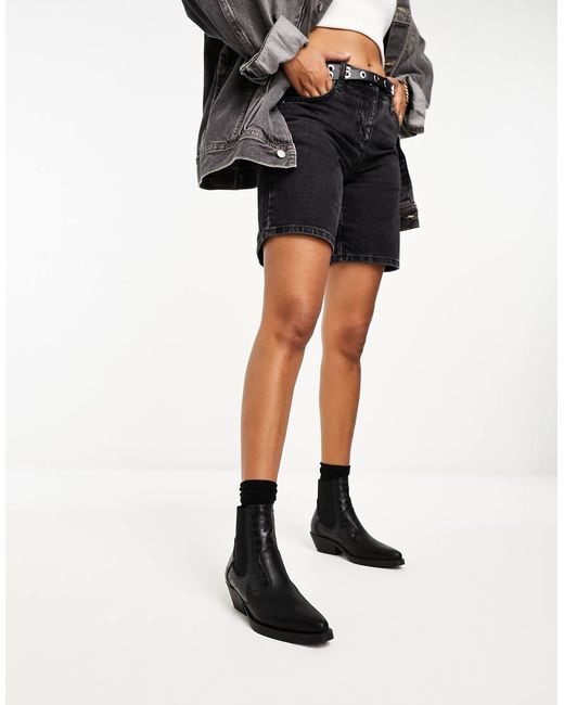 Botas Negras De Estilo Wéstern Con Efecto De Piel De Cocodrilo De ONLY de color Black