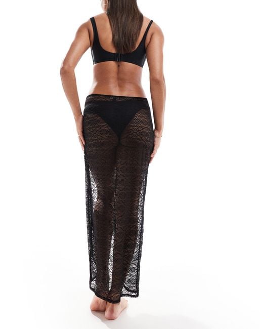 New Look Black Lace Tie Side Sarong