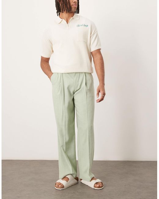 Pantalon large élégant en tissu micro-texturé - clair ASOS pour homme en coloris Natural